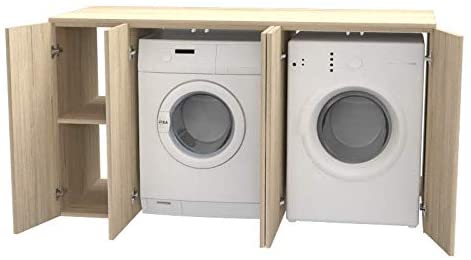 Armadio Per Lavatrice E Asciugatrice MRBLS - Mobile Salvaspazio Per Bagno/Lavanderia 96x88.5x66 Cm - Foto 4